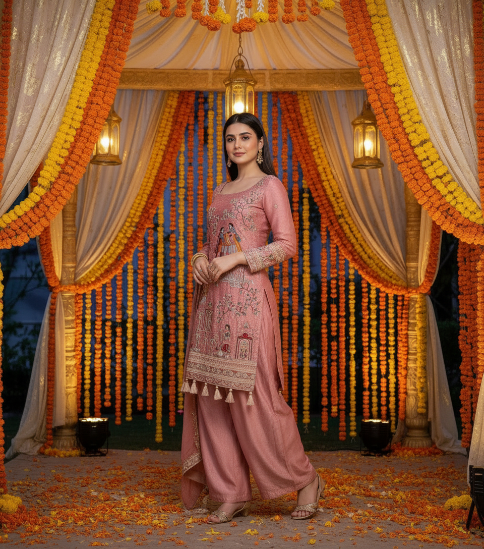 Elegant Multicolor Embroidered Kurti Suit Set with Dupatta