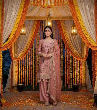 Elegant Multicolor Embroidered Kurti Suit Set with Dupatta