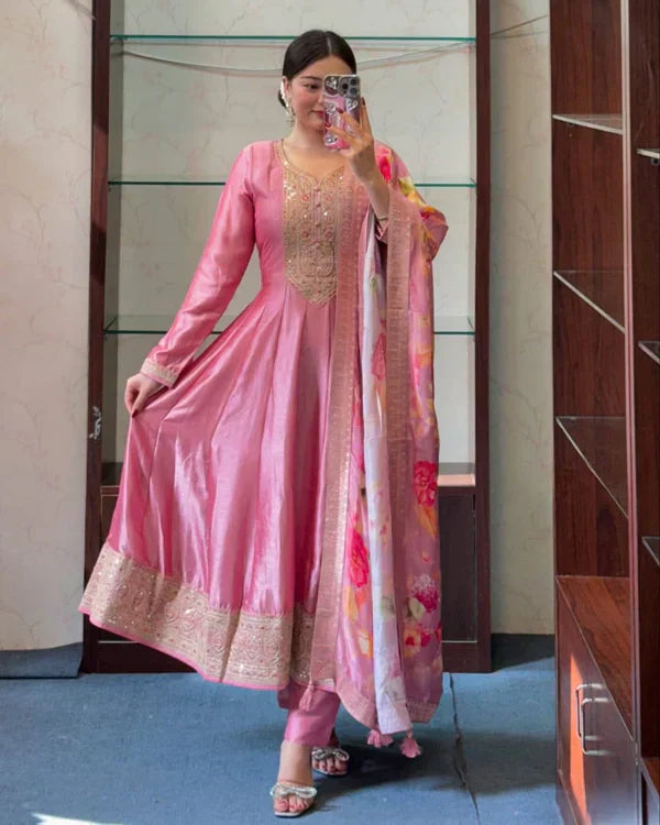Mehfil Magic Silk Anarkali Suit with Dupatta